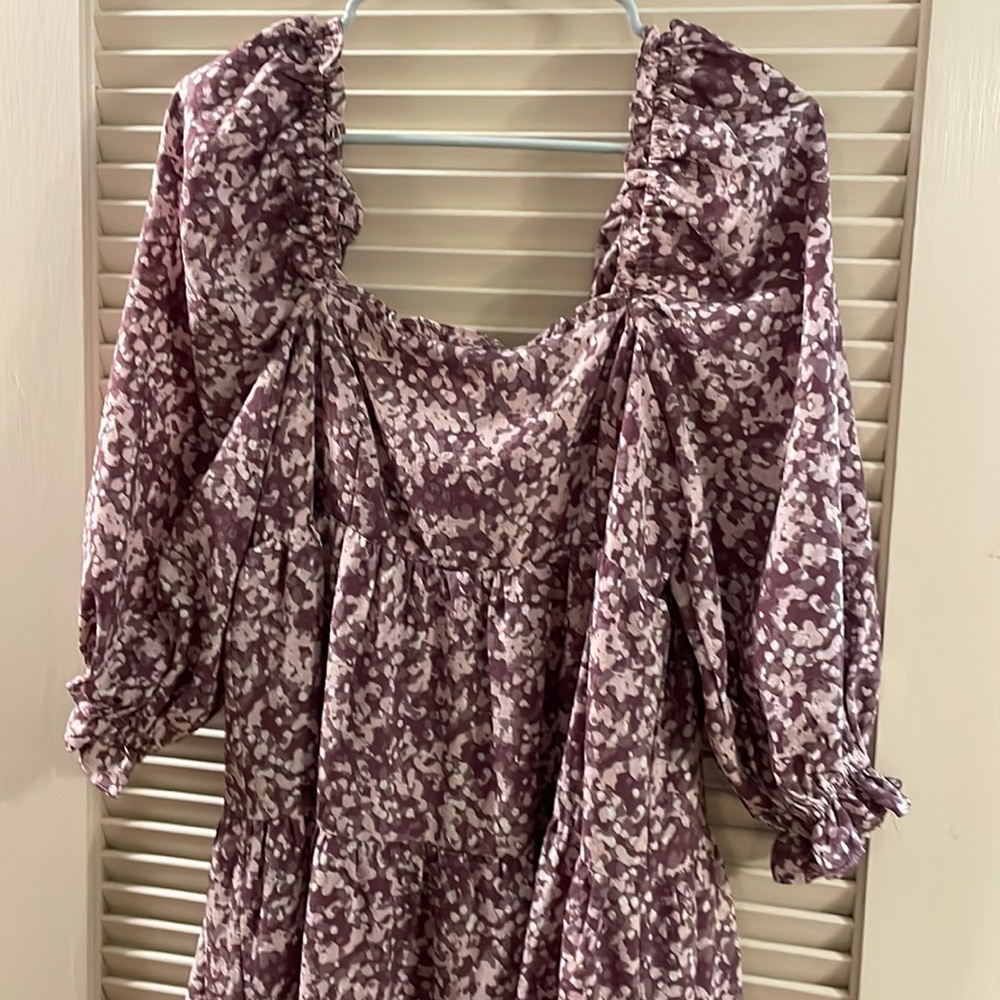 Precious purple babydoll puff sleeve dress